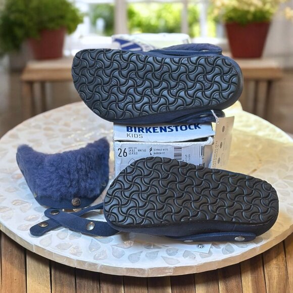 Birkenstock Kaprun Cuff Shearling Slipper Clog Kids EU 26 / US K 8.0 Navy - Picture 13 of 16